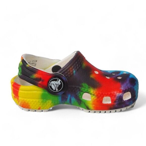 Crocs Classic "Rainbow Tie Dye" Colorful Clogs Multicolor Infant Toddler 5 - Picture 7 of 11